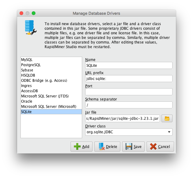 Manage Database Drivers