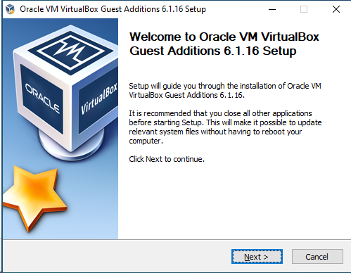 Asistente de instalación de VirtualBox Extension Pack en la máquina huésped