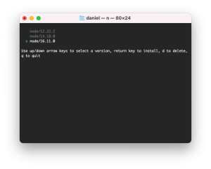 Seleccionar una de las versione de Node instaladas en el sistema