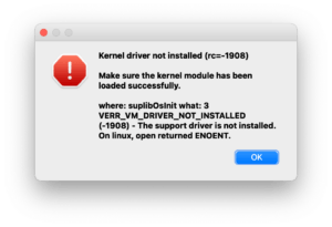 Error de VirtualBox: Kernel Driver Not Installed (rc=-1908)