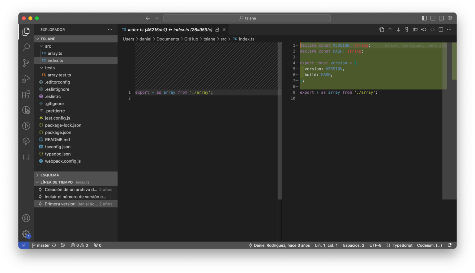 Analizando las diferencias entre versiones con Git y Visual Studio Code ...