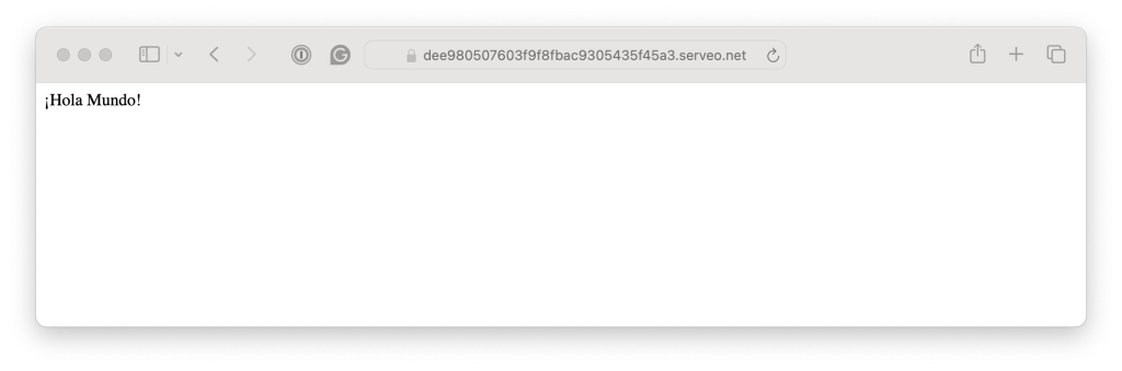 La aplicación web en una dirección de Serveo