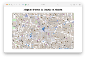 Aplicación web interactiva que muestra un mapa de Madrid con puntos de interés destacados, creado utilizando la biblioteca Folium.