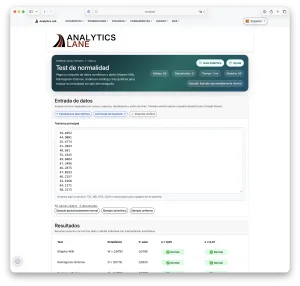 Nuevo test de normalidad interactivo en el laboratorio de Analytics Lane
