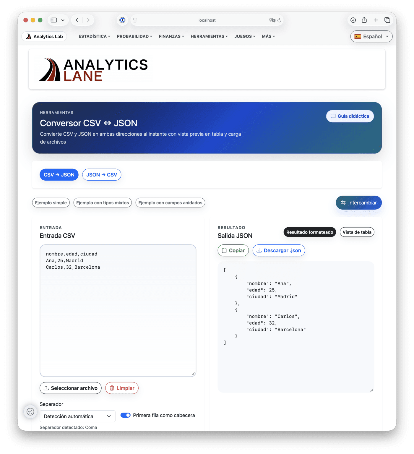 Analytics Lane lanza un Conversor CSV ↔ JSON para transformar datos en ...